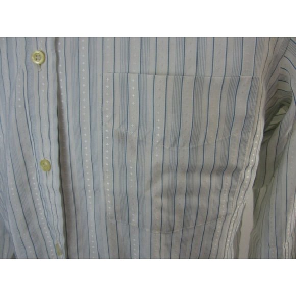 JCPenney Satin Touch vintage 70s Men Dress Shirt long sleeve 15.5-32 blue stripe - Picture 7 of 11